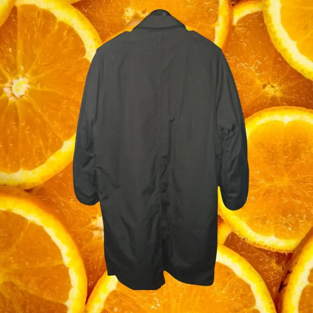 Men's Black 80's Acrylic Back Slit Removable Liners All‎ Weather Coat Size 40R
